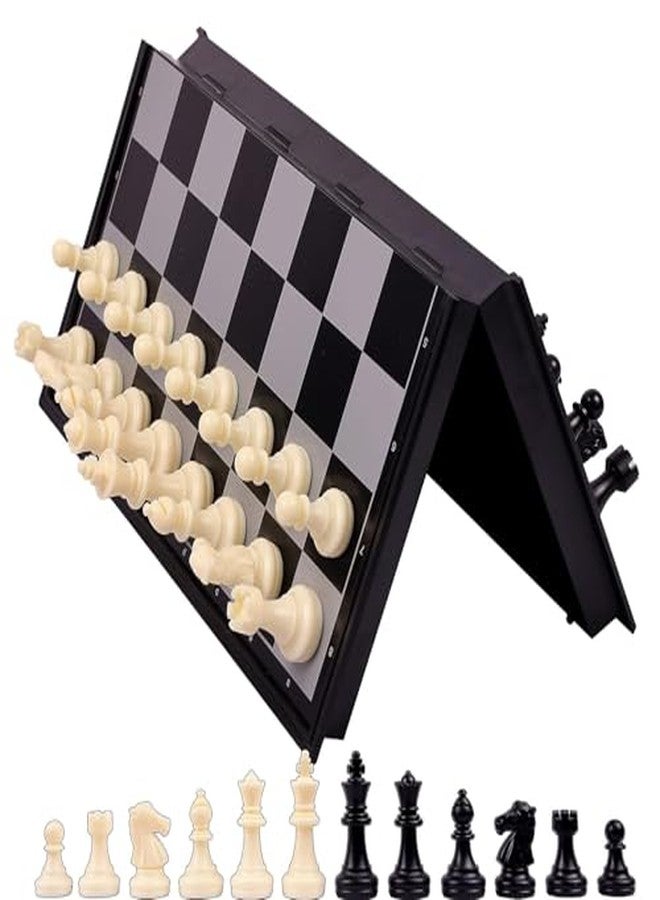 AASMUDRAT Chess Board 10x10 Magnetic Chessboard Game Set with Folding Travel Portable Case Travel Chessgame Premium Classic Black & Ivory Color Pieces Prefect Gift for Kids. - Image 2